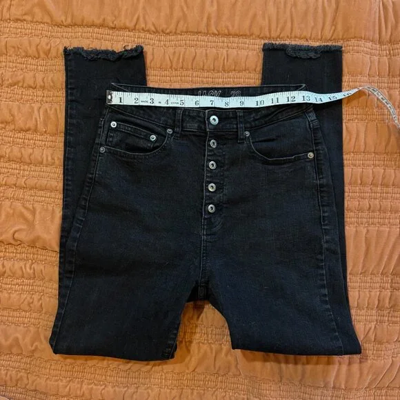Jack BB Dakota Black High-Rise Button-Fly Jeans Raw Hem Women's Size 28 - Picture 7 of 8